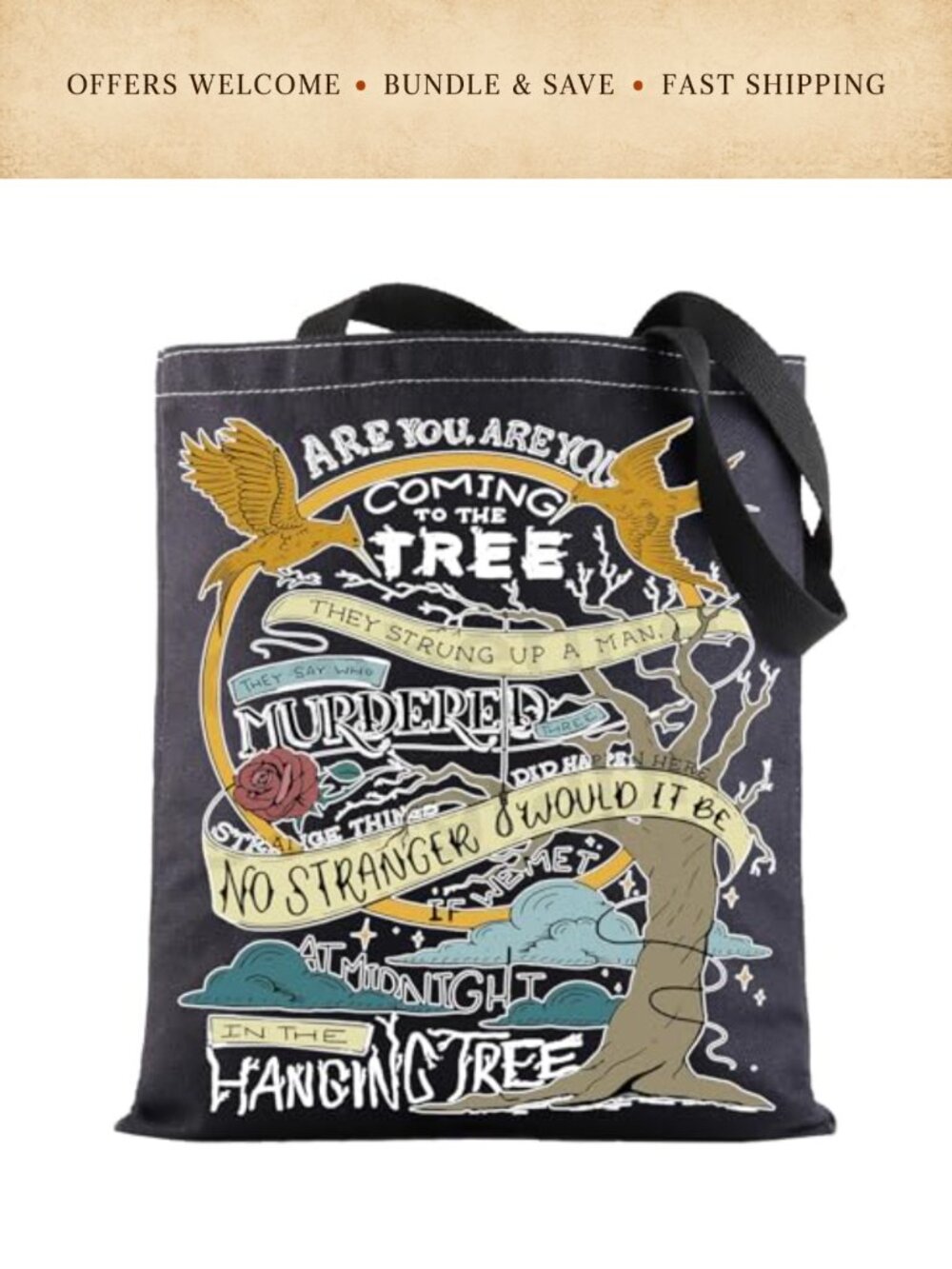 Cotton Canvas Shoulder Bag Movie Music Lover Tote Reusable Gift